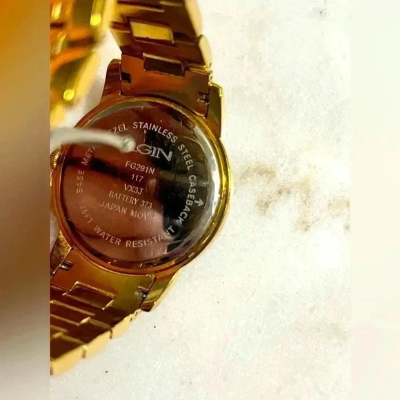 Elgin Men's Watch FG291N Gold Tone Water Resistant Date/Day/24hr Needs Battery - Picture 3 of 3